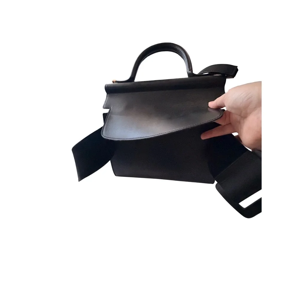 BOYY Karl 24 Black Leather Top Handle Bag with Oversized Buckle and Strap